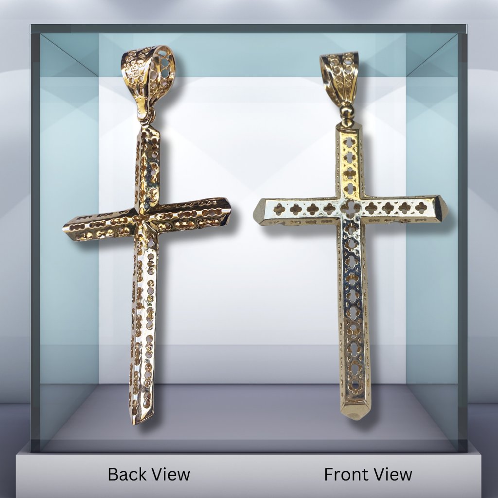 Gold Cross Pendant Reversible For Women Men 14k Gold Silver Fine Jewelry